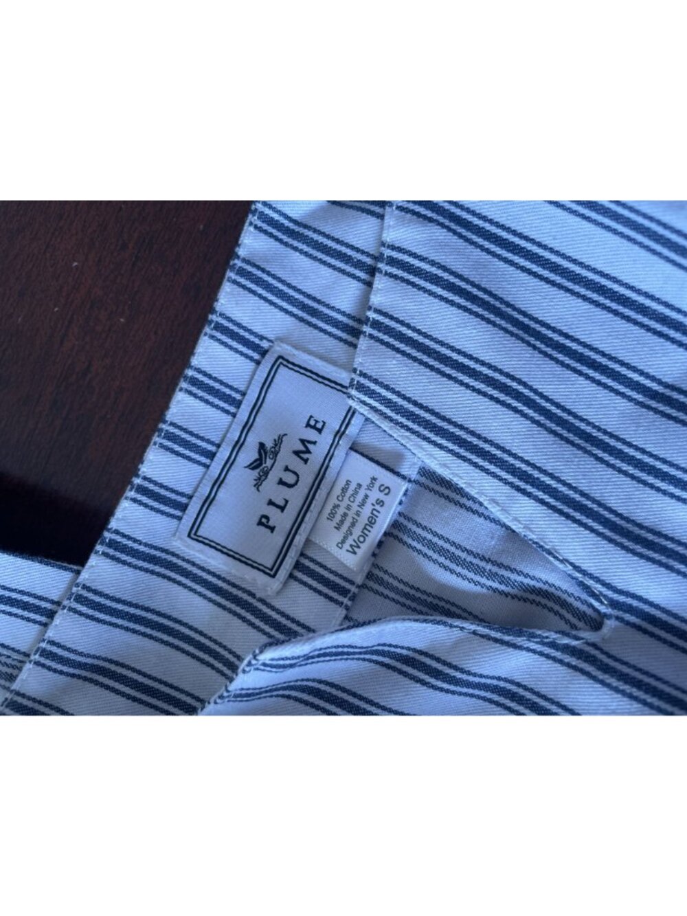 PETITE PLUME french ticking stripe cotton caftan SZ S Luxury Sleepwear - Picture 12 of 12
